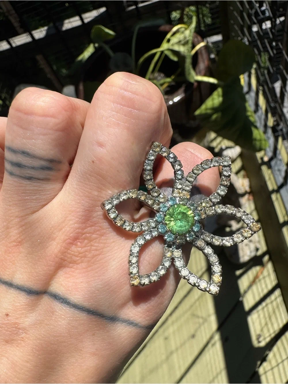 Vintage Floral Crystal Statement Ring